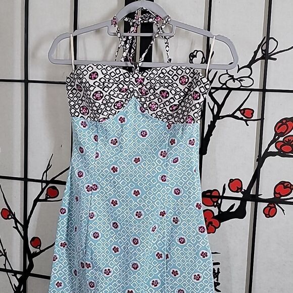 Vintage Moschino Mixed Print Halter Dress - Picture 3 of 8